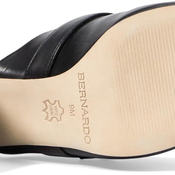 NEW BERNARDO Made In Brazil Leather Natasia Heeled Mules black for women 764tn - Picture 7 of 10